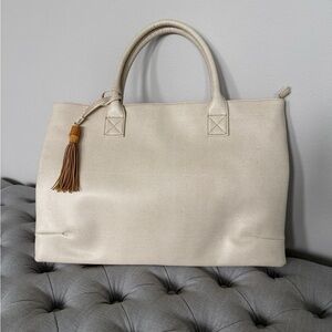 MSC Main Street Collection Cream Tote Bag with Tassel